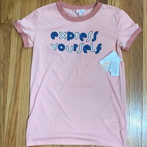 NWT LuLaRoe Liv Express Yourself ringer tee.
